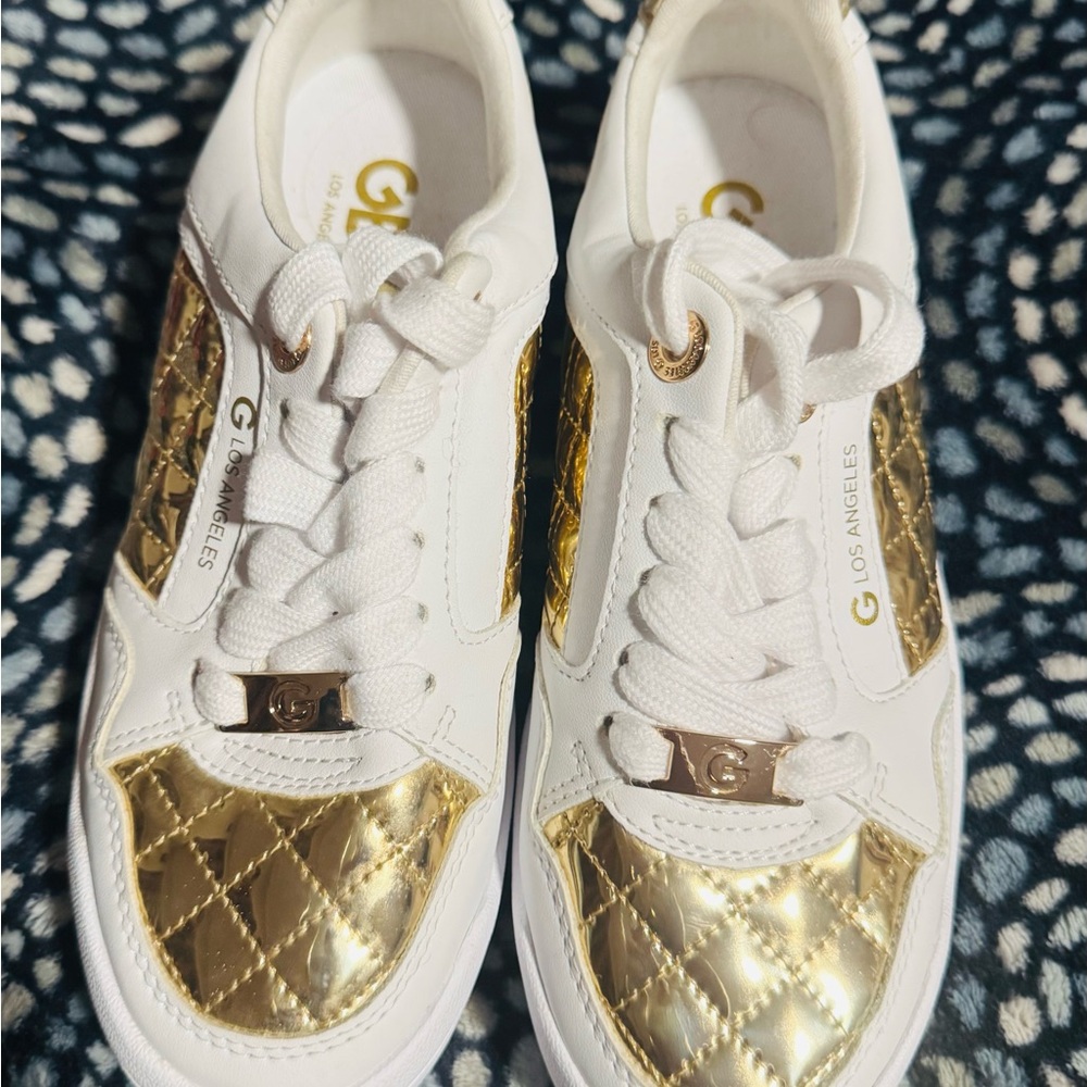 Gold and White Women's Sneakers
